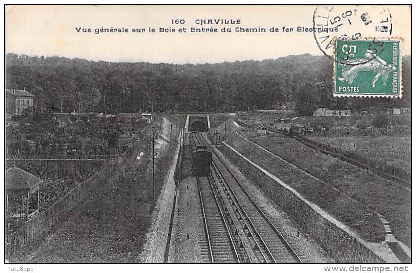 CHAVILLE 92 - Vue Générale Sur Le Bois Et Entrée Du Chemin De Fer Electrique ( Train Sur La Voie ) CPA - Hauts De Seine - Chaville