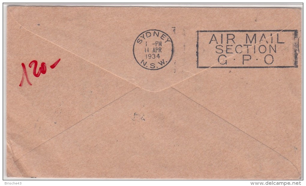 1934 LETTRE . COVER OFFICIAL AIR MAIL NEW ZELAND-AUSTRALIA. PER VH-UXX FAITH IN AUSTRALIA. TRANS-TASMAN  / 6175 - Airplanes