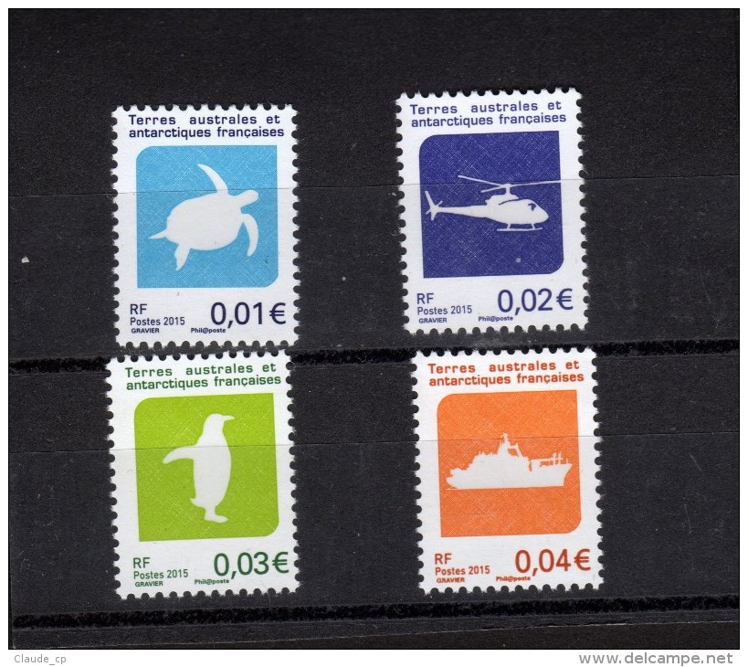 TAAF   2015  -- Série Courante : TORTUE VERTE / HELICOPTERE / MANCHOT / MARION DUFRESNE  --   3° Tirage - Unused Stamps