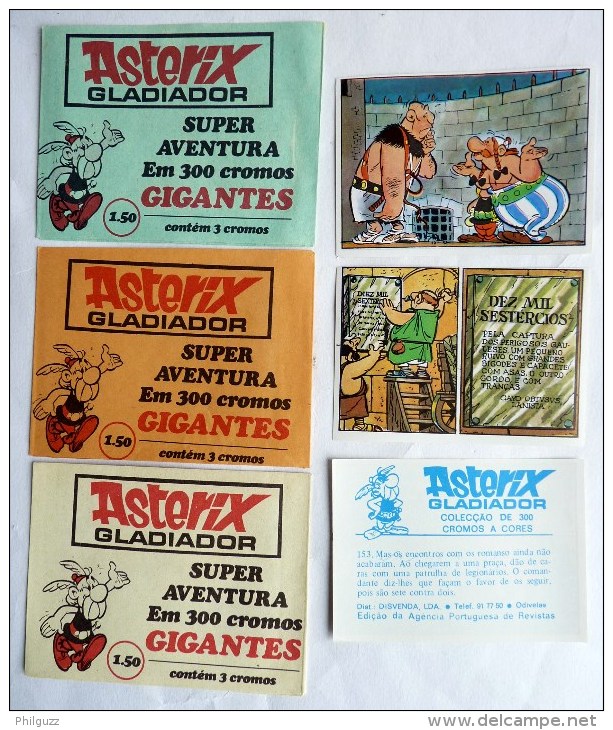 TRES RARE LOT De 3 POCHETTES DIFFERENTES PORTUGUAISES ASTERIX GLADIADOR + 3 IMAGES 1974 - Altri & Non Classificati