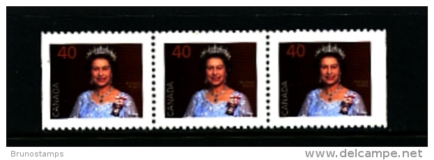 CANADA - 1990  40c  QUEEN ELISABETH  STRIP FROM BOOKLET  MINT NH - Nuovi