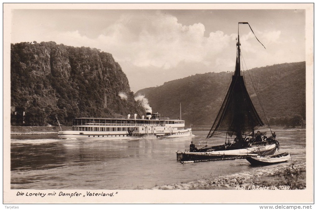 POSTAL DE UN BARCO DE VAPOR EN DIE LORELEY MIT DAMPFER "VATERLAND"  (BARCO-SHIP) - Comercio