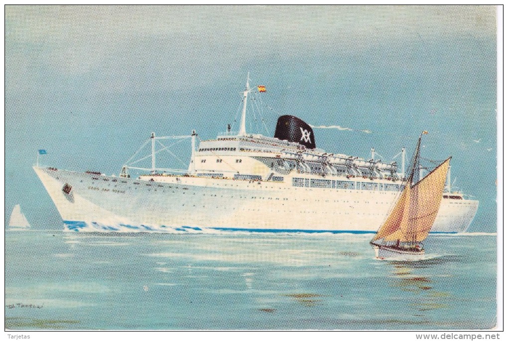 POSTAL DEL BARCO SEVILLA EN EL CABO DE SAN ROQUE AÑO 1962 (BARCO-SHIP) IBARRA Y Cia - Comercio