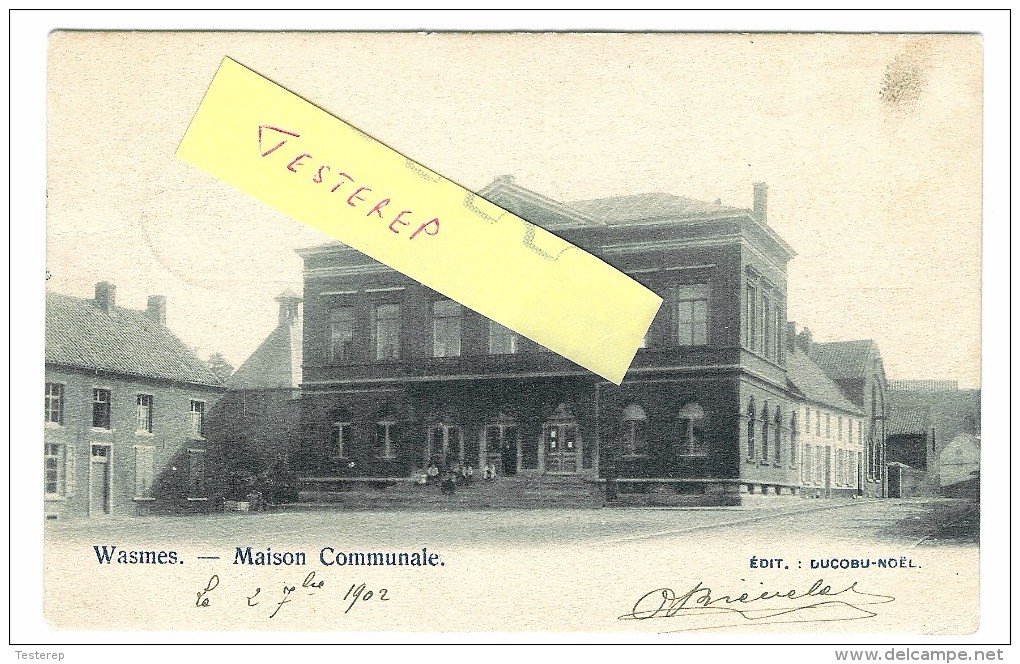WASMES Maison Communale  De Mons 3 Sept 1902 Vers ATH + Griffe WASMES Encadrée - Ath