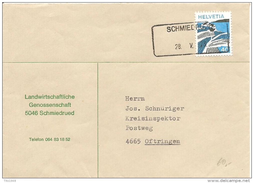 Schweiz, Schmiedrued Aushilfstempel 28.5.1973 Nach Oftringen, Siehe Scan! - Brieven En Documenten