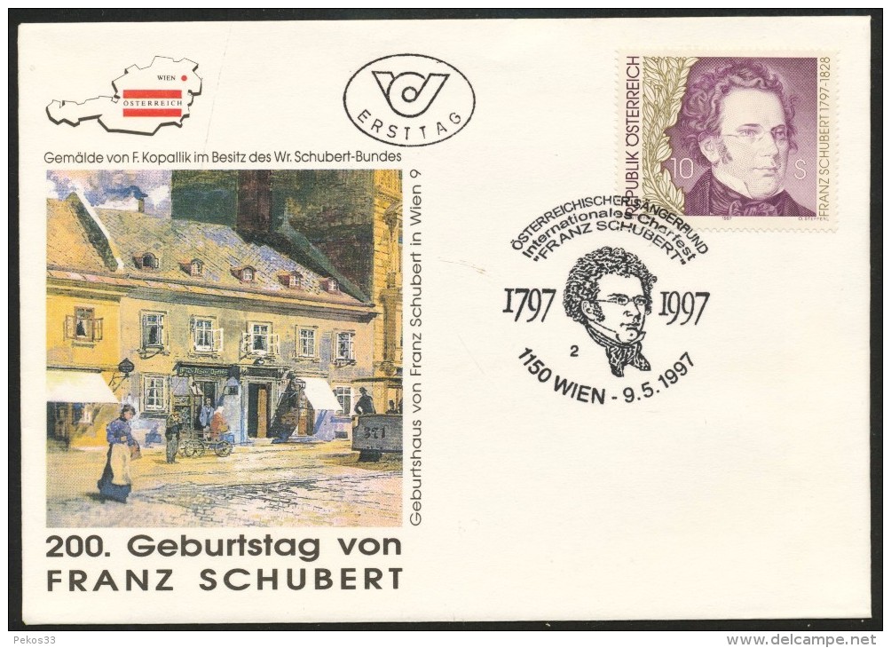 Österreich-   - FDC -1997  -  Mi.Nr.    2218 - 2219   - 100. Todestag Von Johannes Brahms, 200. Geburtstag Von Franz  Sc - FDC