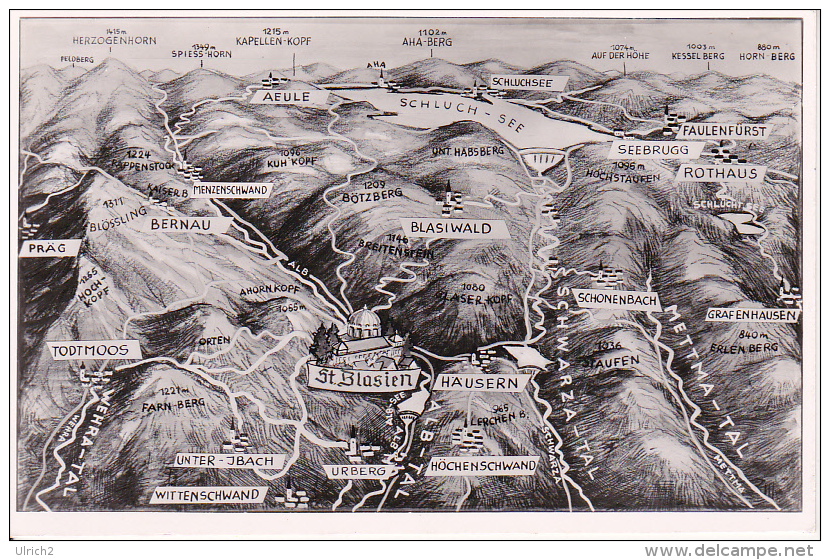 AK St. Blasien Und Umgebung - Landkarte (19969) - St. Blasien