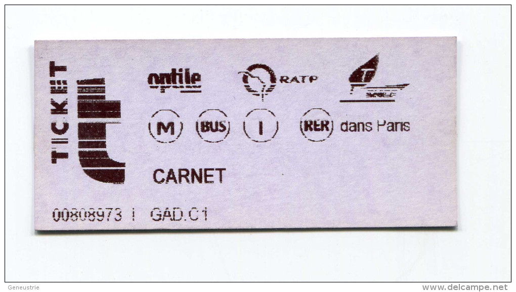 Ticket De Metro, Bus RER - Paris - 2004 - Billet RATP - Europe