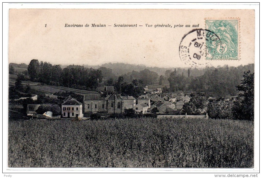 CPA - SERAINCOURT - ENVIRONS DE MEULAN - VUE GENERALE PRISE AU SUD - N/b - 1908 - - Seraincourt