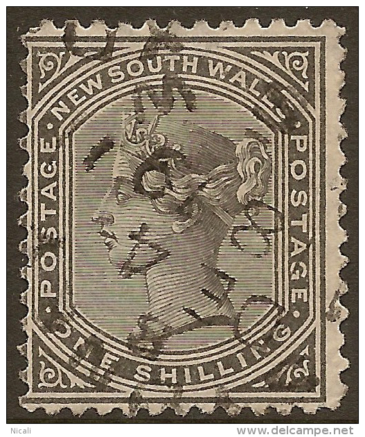 NSW 1871 1/- Black QV P13 SG 221 U #QB22 - Used Stamps