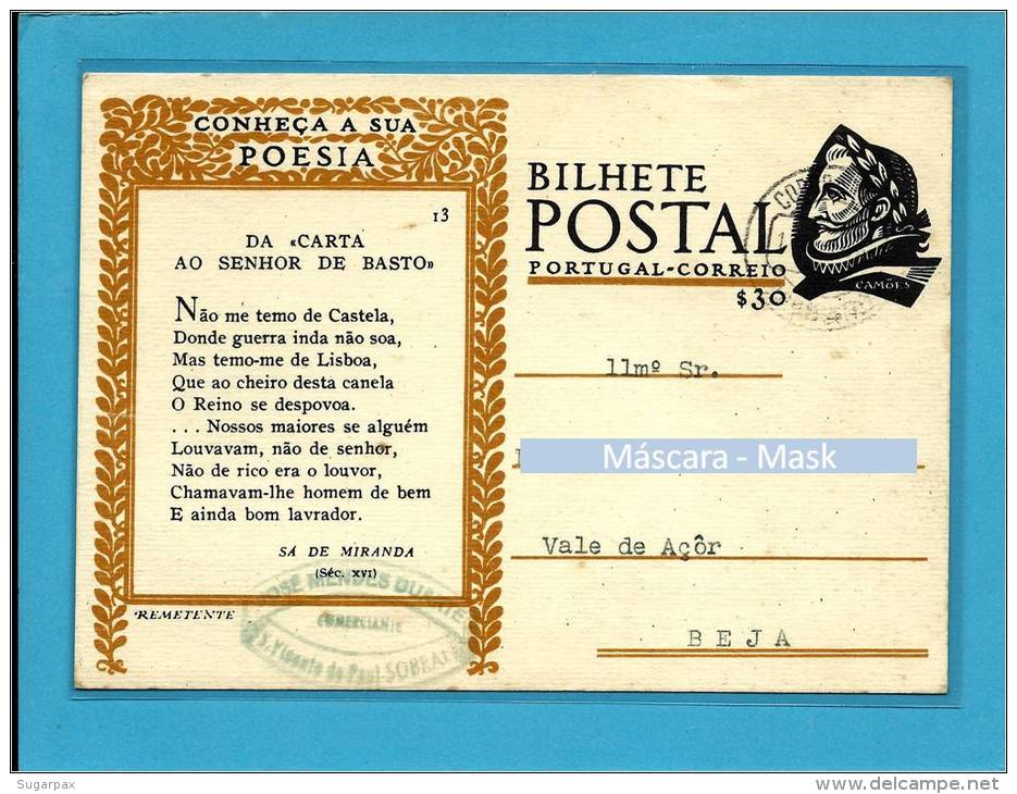 CONHEÇA A SUA POESIA - N.º 13 - Carta Senhor De Basto - Carimbo Comercial SOBRAL - INTEIRO POSTAL STATIONERY - PORT - Entiers Postaux