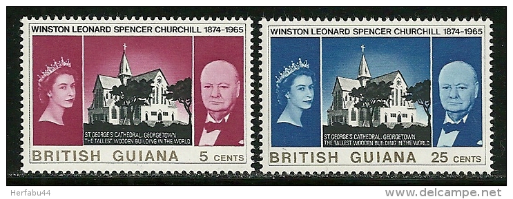 British Guiana     "Churchill"     Set    SC# 297-98    MNH** - British Guiana (...-1966)