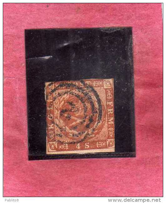 DANEMARK DANMARK DENMARK DANIMARCA 1854 ROYAL EMBLEMS 4 SK COAT OF ARMS ARMOIRIES 4 S STEMMA 4SK USED - Used Stamps