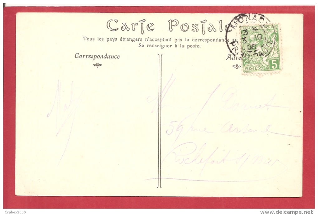 N°Y&T  N°22 MOINS DE 5 MOTS  MONTE CARLO          Vers   FRANCE   1908  2 SCANS - Brieven En Documenten