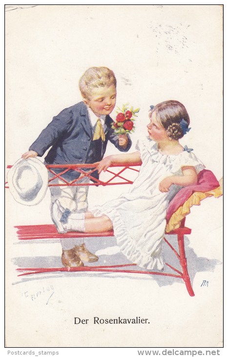 Kinder, Junge Mit Rosen, "Der Rosenkavalier", Sign. Feiertag, Um 1910 - Feiertag, Karl