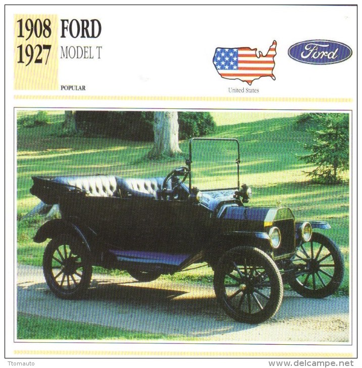 Ford Model T Tourer  -  1915  -  Fiche Technique Automobile (USA) - Voitures