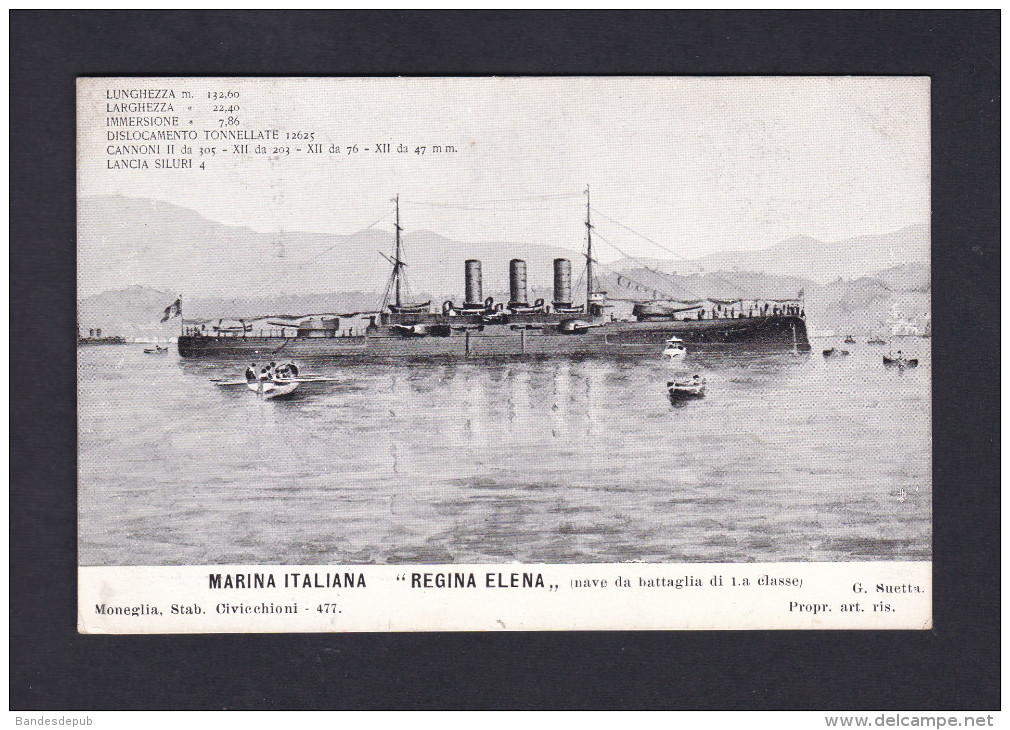 Italie - Marina Italiana - Regina Elena Nave Da Battaglia Di 1.a Classe ( Moneglia Bateau De Guerre ) - Altri & Non Classificati