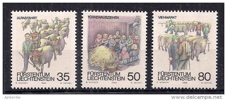 Liechtenstein - 1989 Coutumes D'automne (unused Serie + FDC) - Briefe U. Dokumente