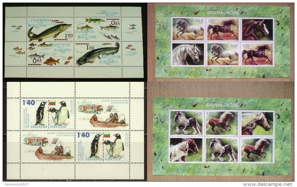 BULGARIA Lot Of 4 S/S MNH FAUNA Animals Fishes PENGUINS HORSES - Collections, Lots & Series