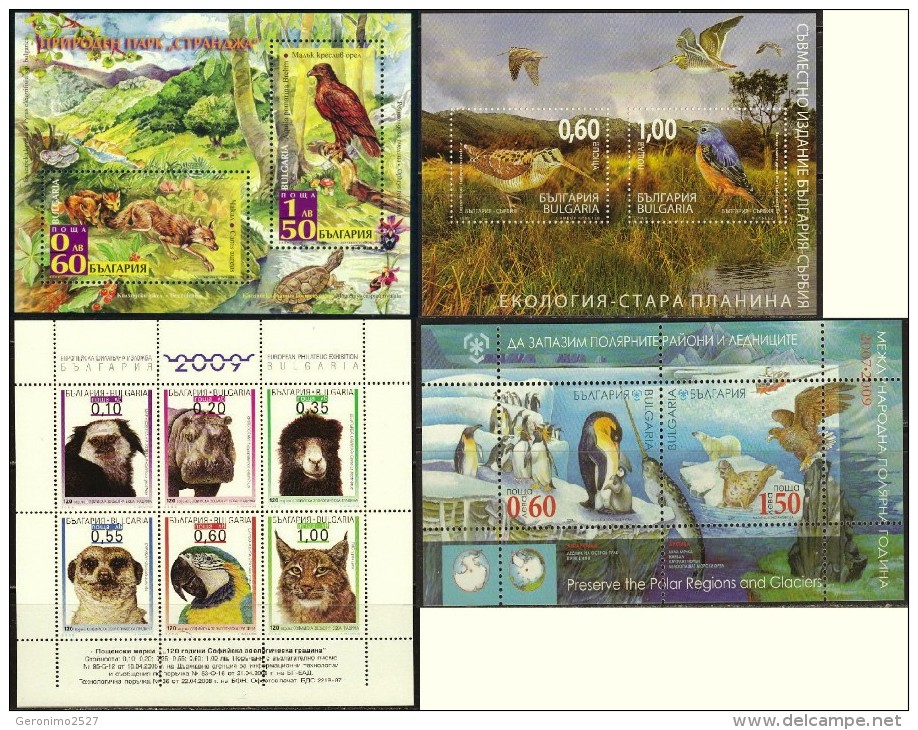 BULGARIA Lot Of 4 S/S MNH FAUNA Zoo Animals Birds EAGLE PARROT LYNX CAMMEL SEAL - Collections, Lots & Series