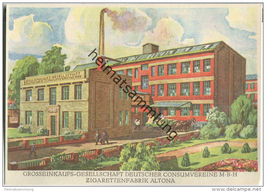 Hamburg-Altona - Grosseinkaufs-Gesellschaft Deutscher Konsumvereine M.B.H - Zigarettenfabrik - Ansichtskarte Großformat - Altona