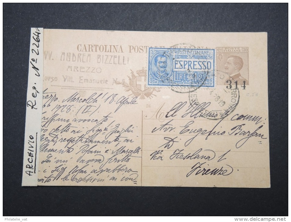 ITALIE - Entier Postal +cplt Pour Firenze En 1928 Par Express - A Voir - Lot P12956 - Posta Espresso