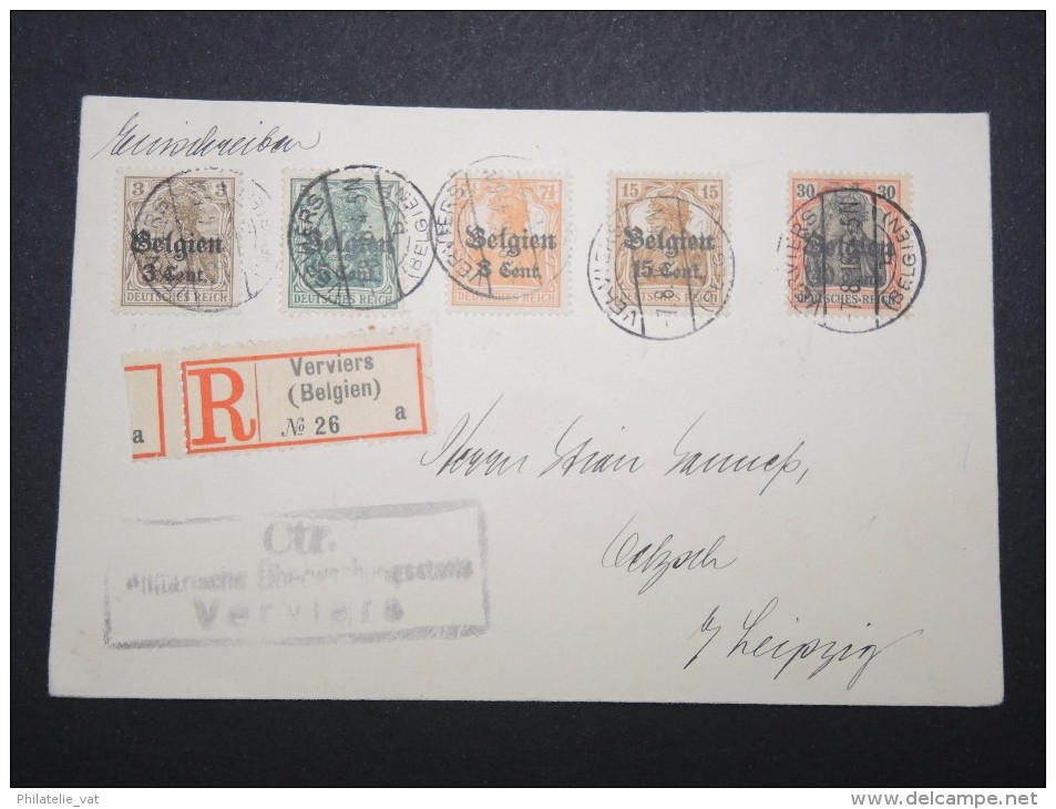 BELGIQUE - Enveloppe En Recommandée Aff. Par Timbres D ´ Occupation Allemande En 1916 - A Voir - Lot P12958 - Armada Alemana