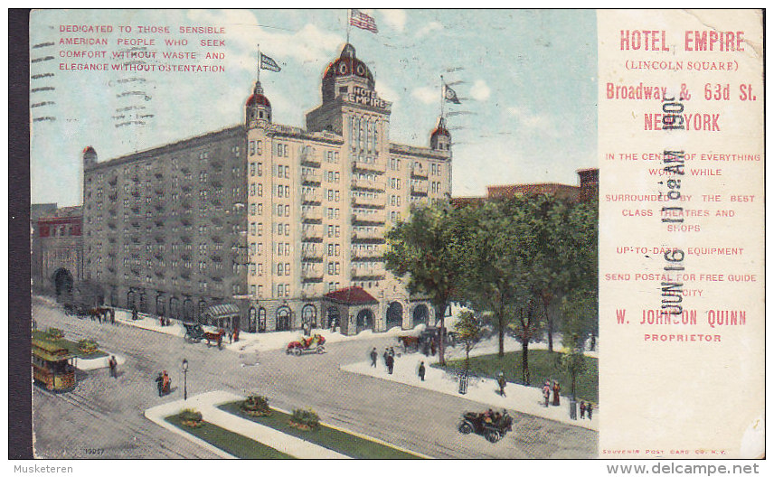 United States PPC Hotel EMPIRE Lincoln Square W. Johnson Proprietor  NEW YORK STA. N. 1909 (2 Scans) - Bars, Hotels & Restaurants