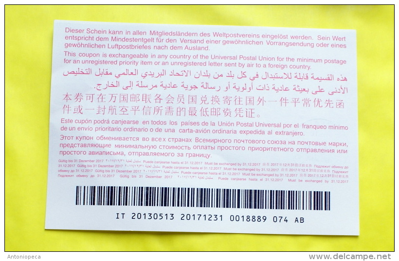 ITALIA 2015 - THE INTERNATIONAL COUPON CANCELLED - Postwaardestukken