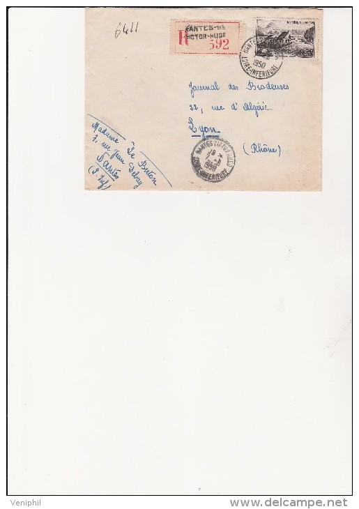 LETTRE RECOMMANDEE AFFRANCHIE N° 843 - CACHET A DATE  NANTES VICTOT-RUGE -1950 - 1921-1960: Periodo Moderno