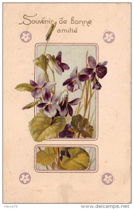 Cpa Fantaisie Gaufrée - Fleurs - Style Art Nouveau - Violettes - Fleurs