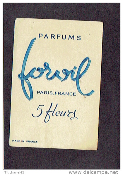 Carte Parfum  -  5 FLEURS De FORVIL - Paris - Anciennes (jusque 1960)