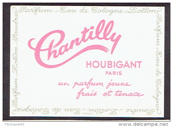 Carte Parfum  - CHANTILLY De HOUBIGANT - Paris - Un Parfum Jeune Frais Et Tenace - Anciennes (jusque 1960)