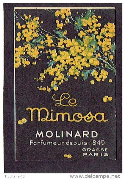 Carte Parfum  -  LE MIMOSA De MOLINARD - GRASSE - PARIS - Parfum Très Frais, Très Délicat, Très Subtil - Anciennes (jusque 1960)