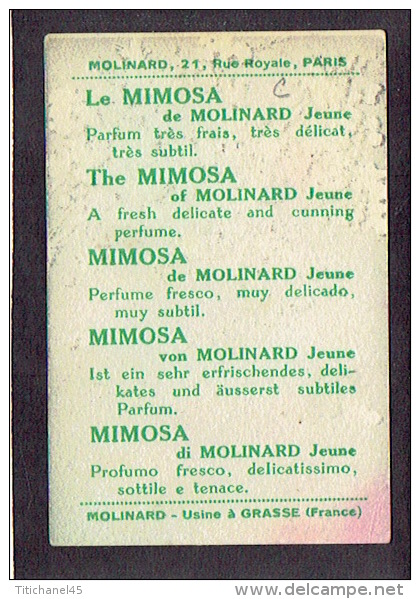 Carte Parfum  -  LE MIMOSA De MOLINARD - GRASSE - PARIS - Parfum Très Frais, Très Délicat, Très Subtil - Anciennes (jusque 1960)