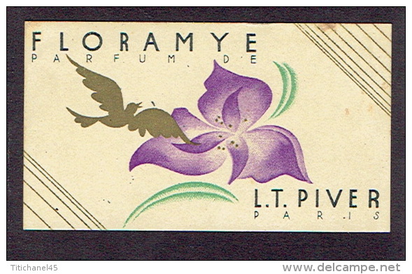 Carte Parfum  - FLORAMYE De L.T.PIVER - Paris - YVONNE - Art, Beauté, Coiffure à JETTE - BRUXELLES - Anciennes (jusque 1960)