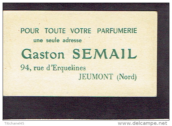 Carte Parfum  -  REVE D´OR De L.T. PIVER - Paris - Gaston SEMAL Parfumerie à JEUMONT (Nord) - Anciennes (jusque 1960)