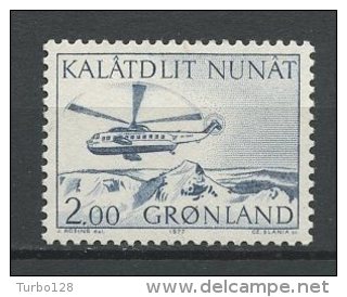GROENLAND 1977  N° 88 ** Neuf = MNH Superbe Cote: 1 € Hélicoptère Transports Postaux - Neufs