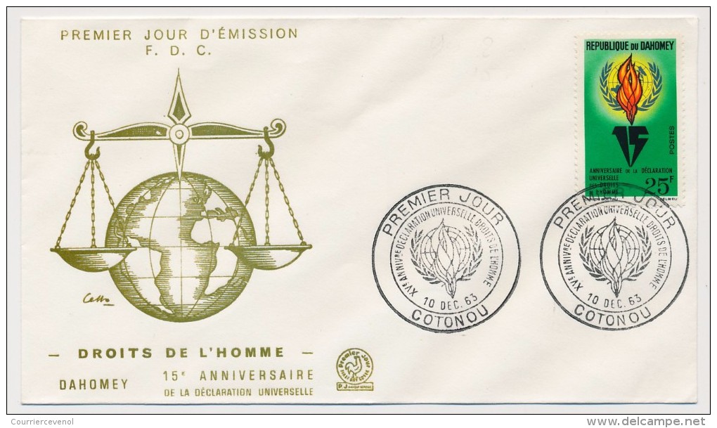 DAHOMEY => 2 Enveloppes FDC => Droits De L(Homme - Cotonou - 10 Dec 1963 - Benin – Dahomey (1960-...)