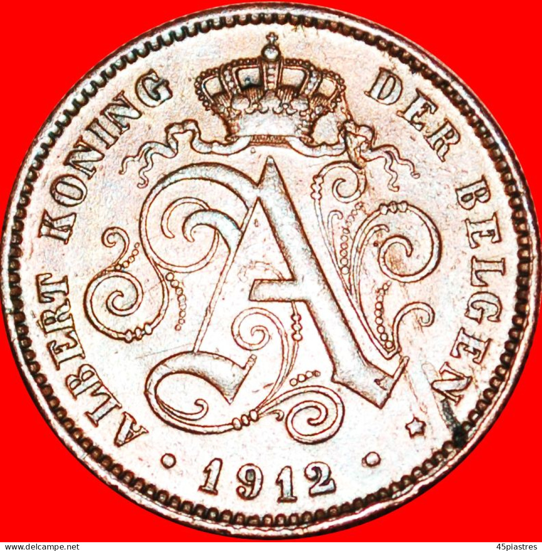 &#9733;DUTCH LEGEND: BELGIUM &#9733;2 CENTIMES 1912! LOW START&#9733; NO RESERVE! Albert I (1909-1934) - 2 Cents