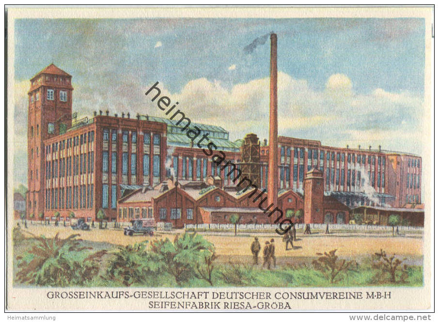 Riesa-Gröba - Grosseinkaufs-Gesellschaft Deutscher Konsumvereine M.B.H - Seifenfabrik - Ansichtskarte Großformat - Riesa