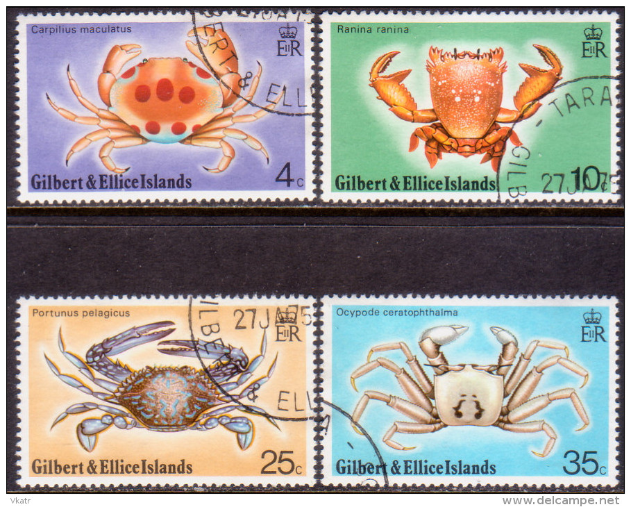 GILBERT & ELLICE 1975 SG #243-46 Compl.set Used Crabs - Îles Gilbert Et Ellice (...-1979)