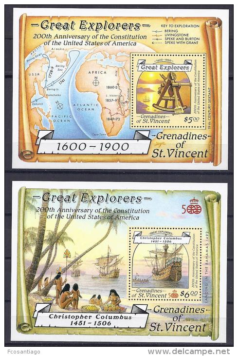 INDEPENDENCIA USA - GRENADINES&amp;SANT VICENT 1988- Yvert#H23/23A**  Precio Cat&euro;10 - Independecia USA