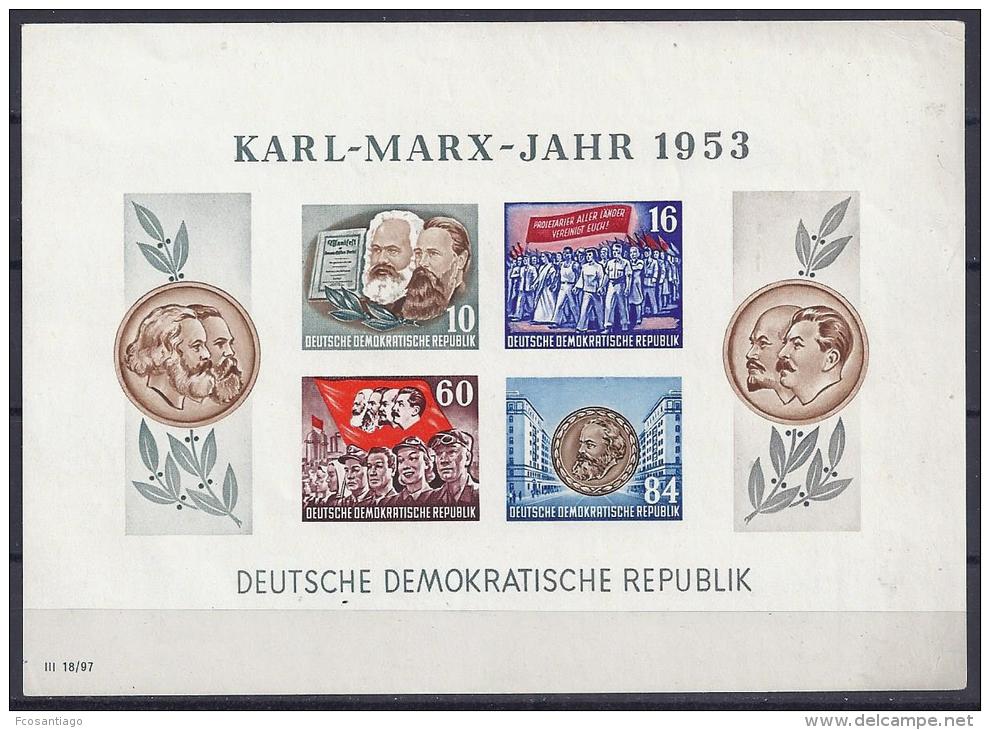 CELEBRIDADES/KARL MARX  - ALEMANIA ORIENTAL 1953 - Yvert#H3 *(SIN DENTAR) - Karl Marx