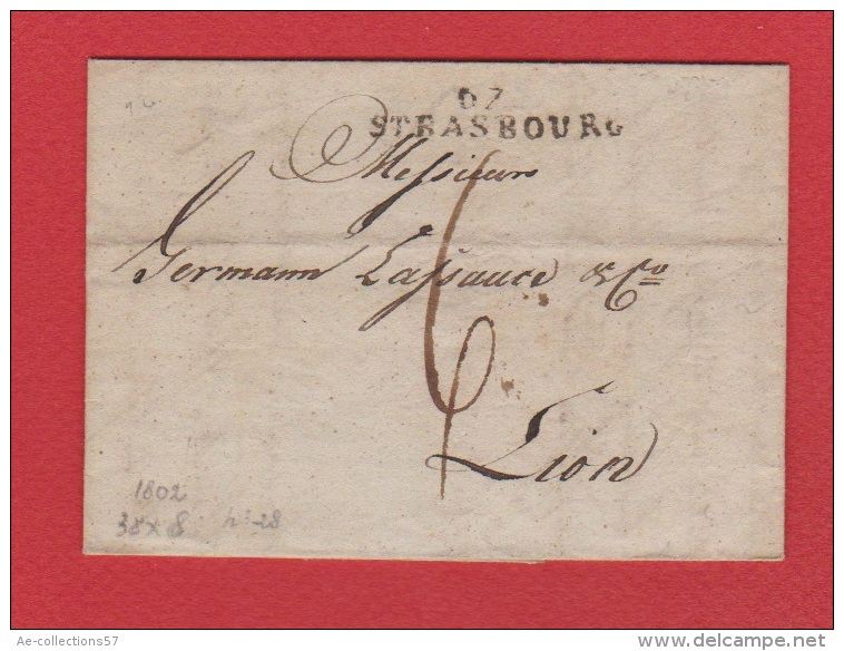 Lettre   //  De Strasbourg  //  Pour Lyon  //  30 Août 1802 - 1801-1848: Précurseurs XIX