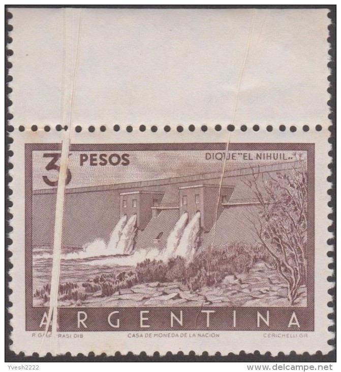 Argentine 1956 Y&T 548A.  Pli Accordéon. Barrage Hydroélectrique De Nihuil (río Atuel) - Wasser