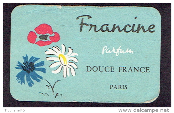Carte Parfum - DOUCE FRANCE De FRANCINE - Paris - REMY Parfumerie Des Artistes à LIEGE - Anciennes (jusque 1960)