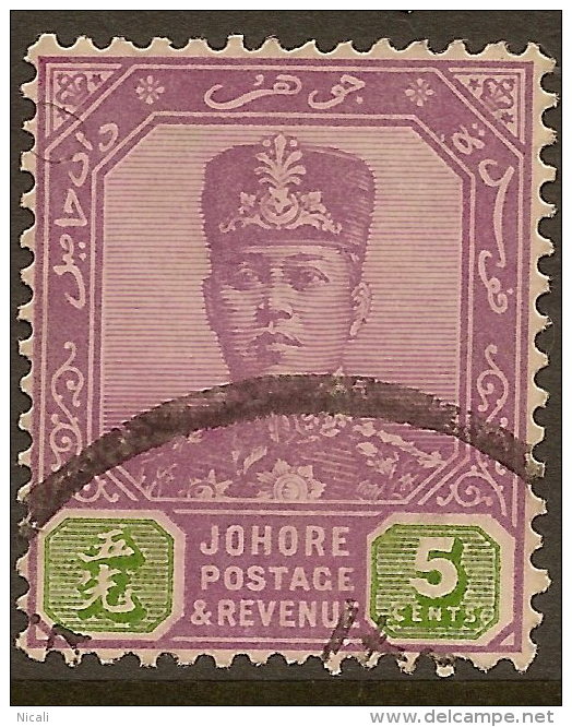 JOHORE 1910 5c SG 82 U #QU155 - Johore