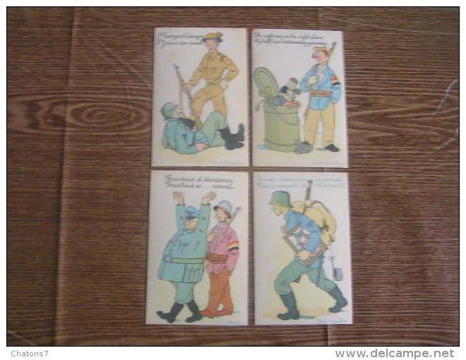 2 /AP-n°80 / Lot De 4 Cartes - Militaria, Humoristiques - Illustrateur PAUL MARCKEN / Circulé - Humorísticas