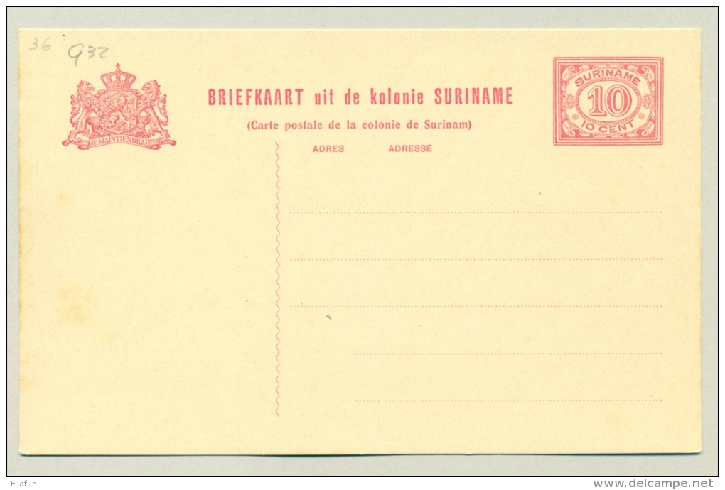 Suriname - 1926 - 10 Cent Briefkaart Cijfer Vürtheim II - G32 - Suriname ... - 1975